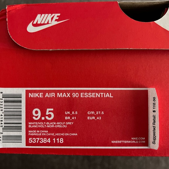 Nike Air Max 90 Essential White/Volt-Black-Wolf Grey - Picture 6 of 7